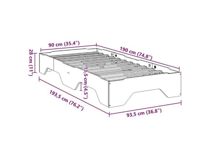 Remise 2026®Structure de lit adulte - single lit - Cadre de lit - sans matelas - empilable - Blanc - 90x190cm - Bois massif 174 2