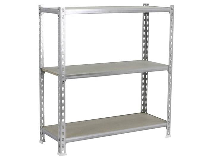 Simonrack Schwerlastregal, Lagerregal, 90x120x40 cm, Metallregal, Kellerregal, Biegestelle 200 kg, 3 Holzfachböden, Verzinkt/Holz - Maderclick