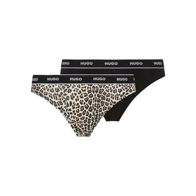 String HUGO UNDERWEAR "TRIPLET THONG DESIGN", Damen, Gr. XL, 3 Stk., bunt (open miscellaneous 973), Jersey, Obermaterial: 95% Baumwolle, 5% Elasthan, Unterhosen String, wiederholendes Logo am Bund
