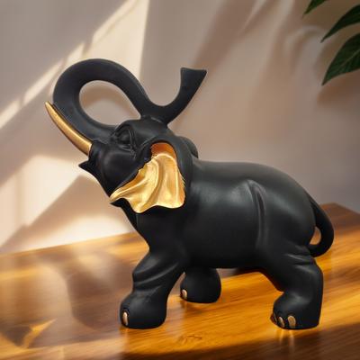 Accessible Luxury Black Gold Elephant Statue, Home Soft Decoration For Desktop Display Accessible Luxury Black Gold Elephant Statue, Home Soft Decoration For Desktop Display
