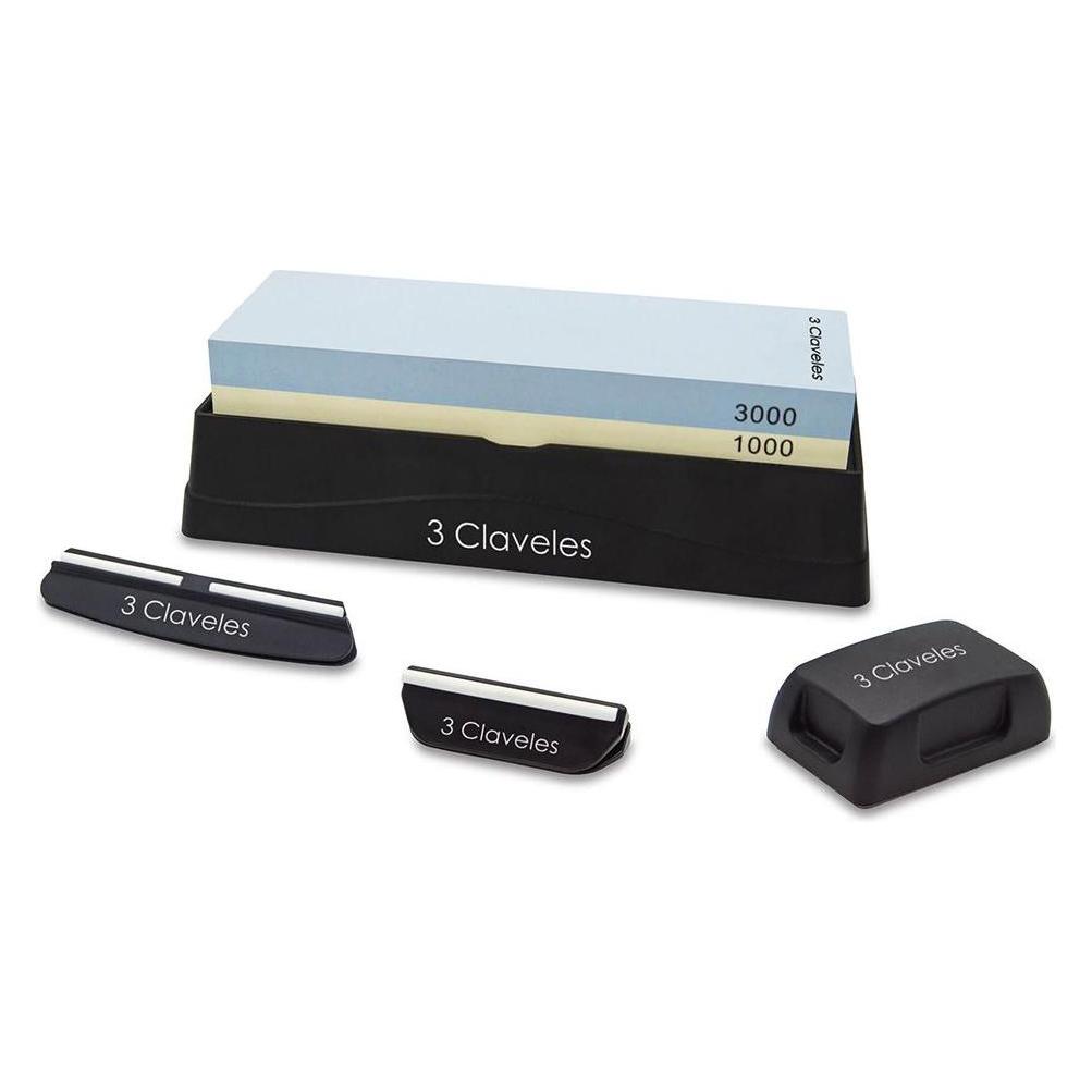 3 Claveles 1000/3000 grit sharpening stone with base, two guides and grinder (66087042)