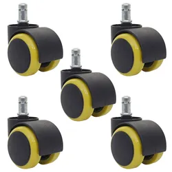 5er-Set Hartbodenrollen MCW-H86, Bürostuhl-Rollen Stuhlrollen, 150kg belastbar Ø 11mm ~ gelb