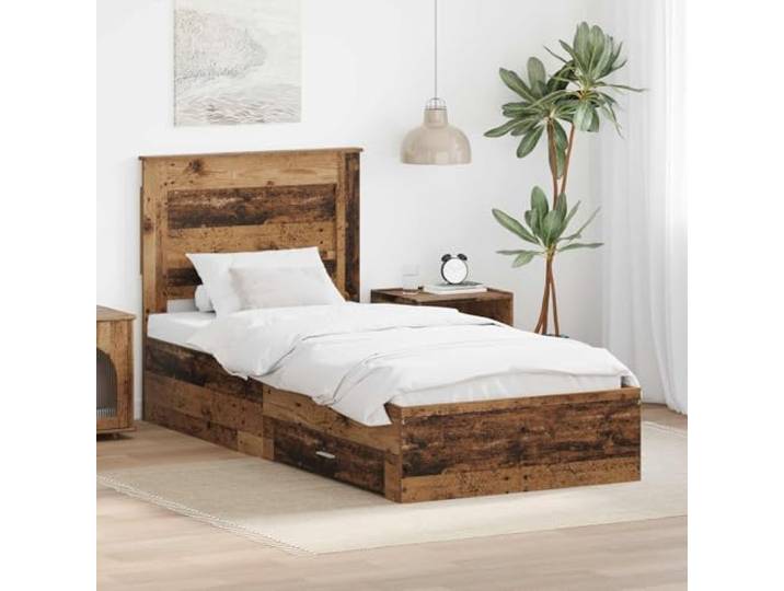 Stauraumbett Holzwerkstoff mit Kopfteil modern Schubladen Bettgestell Bettgestell mit Schubladen und Kopfteil Holzwerkstoff Stauraumbett Doppelbett mit Lattenrost für Schlafzimmer Gästezimmer