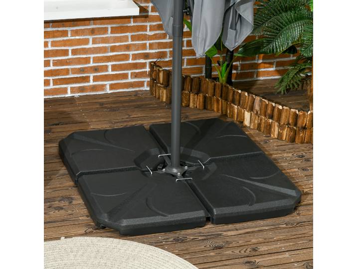 Outsunny Poids Parasol Lot de 4 Polyéthylène Carré Déporté