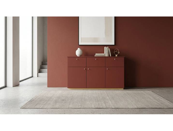 Breites Sideboard MDF Lackiert Oxid­rot