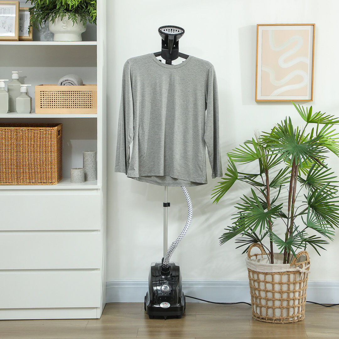 HOMCOM Clothes Steamer with Adjustable Pole 41-110 cm Black Black