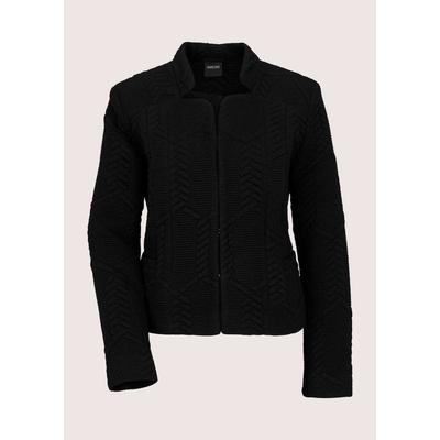 Jackenblazer MADELEINE "Kurzjacke Eleganter Jerseyblazer im Zopf-Design", Damen, Gr. 48, schwarz, Modern, hoch geschlossener Ausschnitt, Blazer, Markantes Zopf-Design