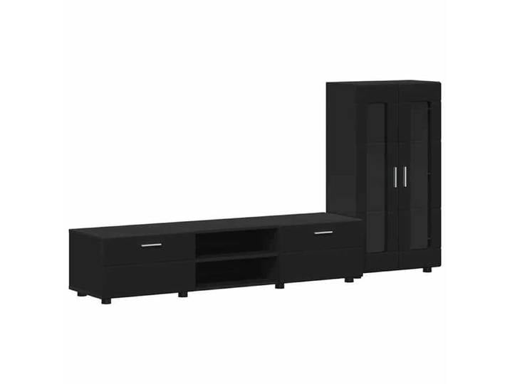 En solde  Jeu meuble TV - cabinet tv - armoire tv - avec tiroir Noir Bois d'ingénierie LL5694
