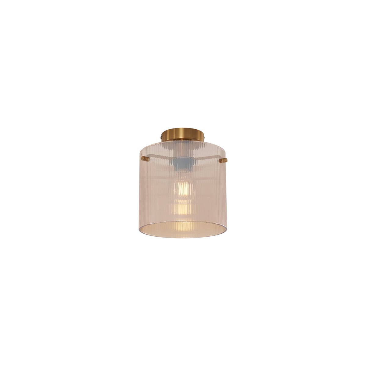 Qazqa Art Deco plafondlamp messing met amber glas