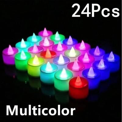 Uplift Treasures 24 Piece Flameless LED Tea Light Candles Battery Operated 24 Pack Multicolor