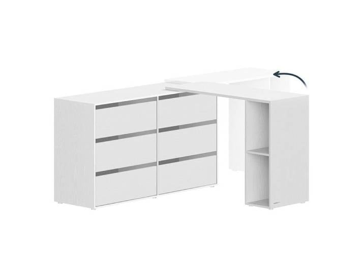 Coiffeuse - HELLOSHOP26 - Modèle avec étagère - Blanc - Montage rapide - 6 tiroirs