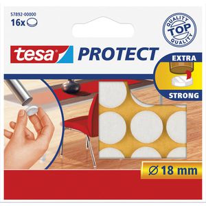 Tesa Filzgleiter Protect 57892, Ø 18 mm, weiß, selbstklebend, 16 Stück