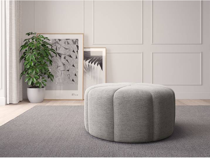Pouf FORA 80cm Grau Chenille Buladi: Hellgrau