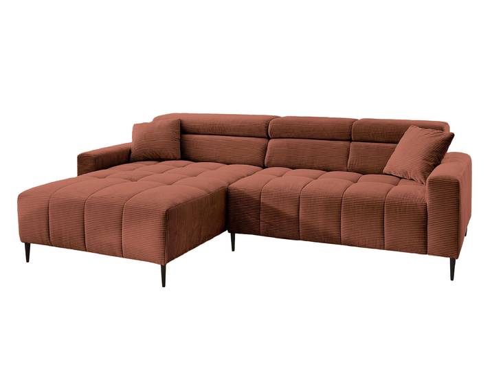 Ecksofa Cord rost elektrisch ausfahrbar 256 cm - OT links - SIMPLE