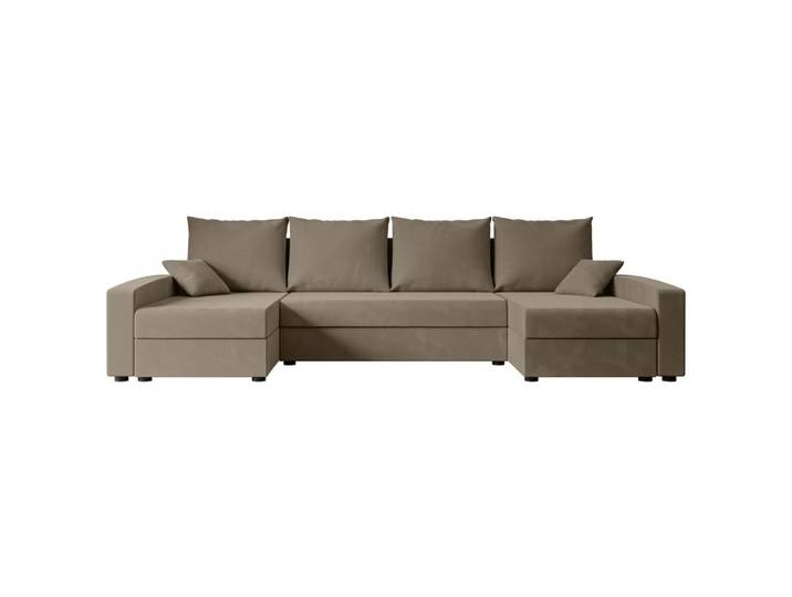 WOHNLANDSCHAFT mit Schlaffunktion und Bettkasten ALESIA-U 301x140x90 cm Braun Velours