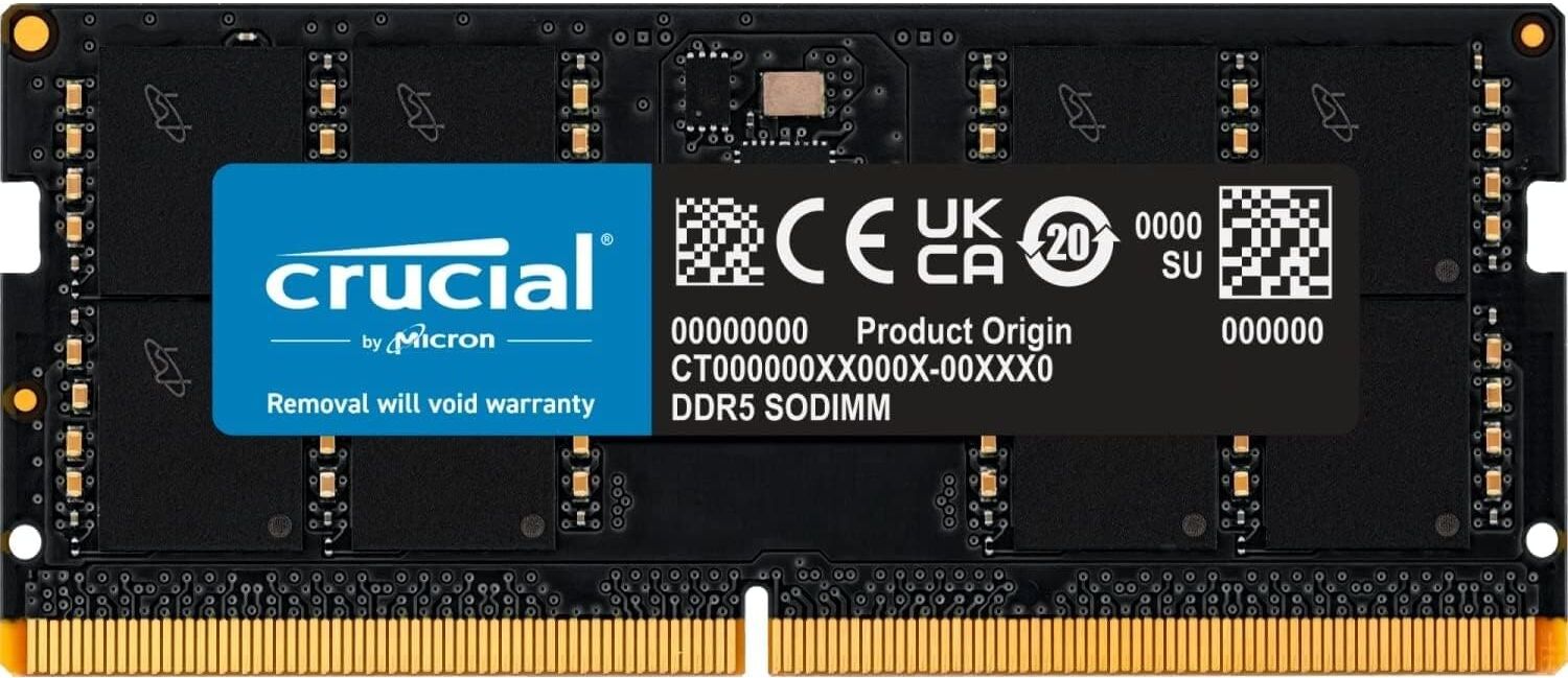 Crucial RAM 8GB DDR5 5600MHz (or 5200MHz or 4800MHz) Laptop Memory CT8G56C46S5, Used - Like New