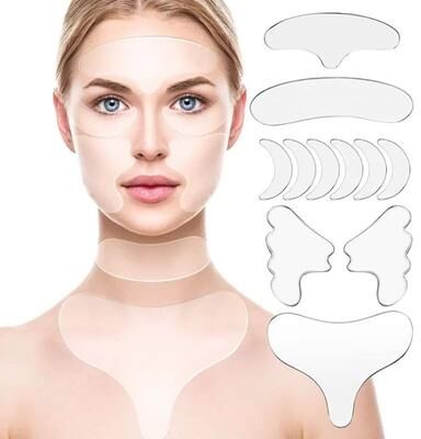 Uplift Treasures Reusable Silicone Anti Wrinkle Face And Neck Patches Set Reusable Silicone Anti Wrinkle Face And Neck Patches Set