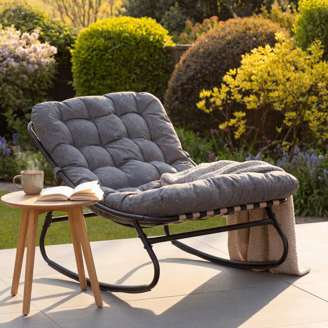 Lark Manor Solace Outdoor Rocking Chair Grey 74cm H X 78cm W X 101cm D