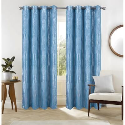 RT Designer Collection "Hailey Foil Glam Light Filtering Metallic Window Curtain - 52"" x 90"""