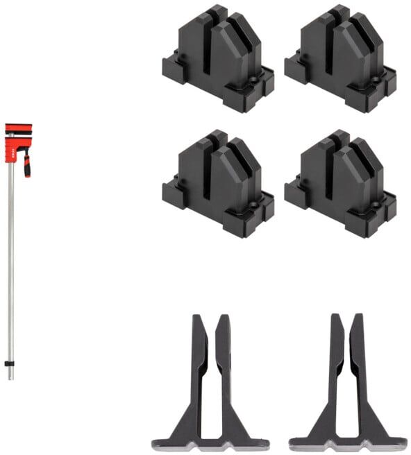 Set STIER Korpuszwinge 1200 mm Spannweite 6000 N + STIER Rahmenpressen-Set für Korpuszwinge 4-teilig + STIER Abstandshalter für Korpuszwinge