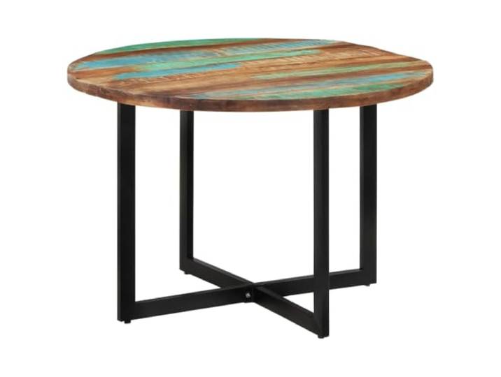 Roanoer Runder Esstisch 110x75 cm Altholz Massivholz Mehrfarbig Handgefertigtes Unikat für das Esszimmer mit robuster Platte und pulverbeschichtetem Eisengestell für vier Personen.