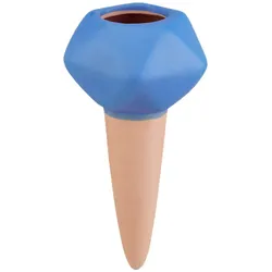 Relaxdays Bewässerungskugeln Ton, 4er Set, Durstkugeln Ø 6cm, Keramik, dosierte Pflanzen Bewässerung, terracotta/blau