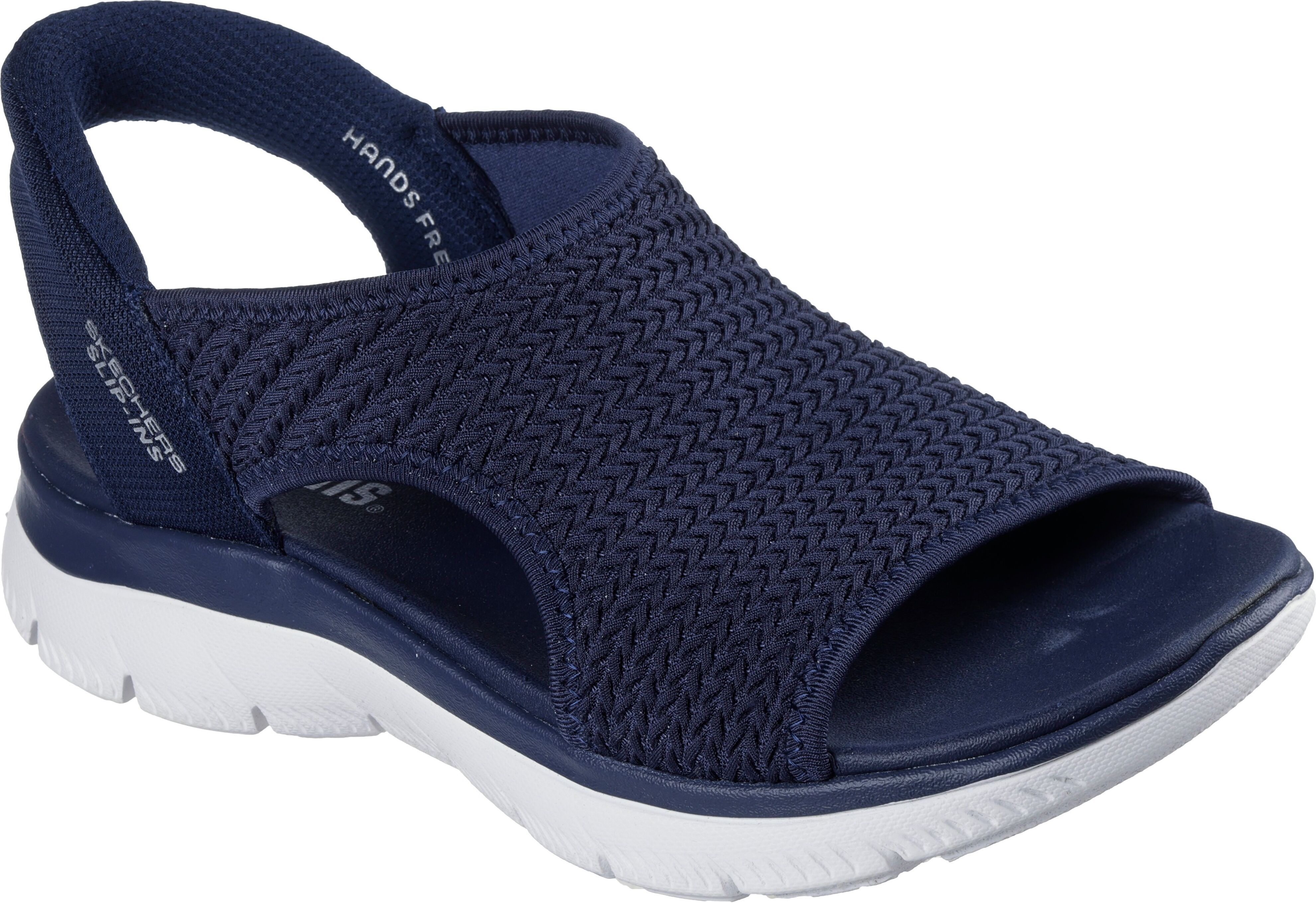 Sandale SKECHERS "SUMMITS-SWEETLY EVOLVED", Damen, Gr. 35, Textil, blau (navy), Strukturmuster, Schuhe Sandale, Sportsandale, Trekkingsandale mit Slip-In Funktion navy 35, Textil