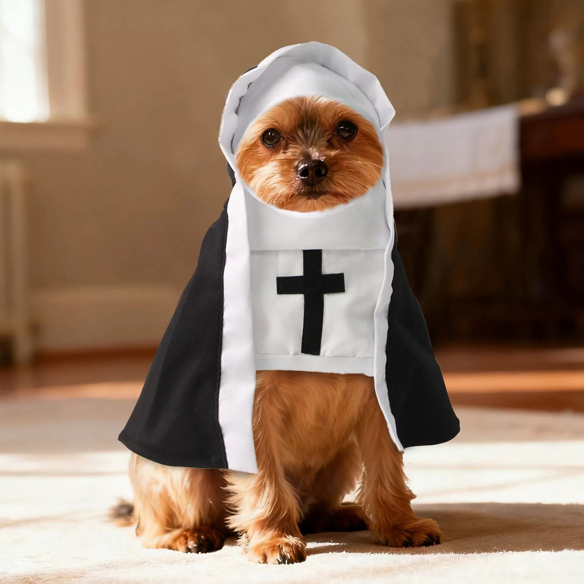 INF Déguisement de Nonne Amusant pour Animaux - Tenue de Transformation Hilarante pour Chats et Petits Chiens L