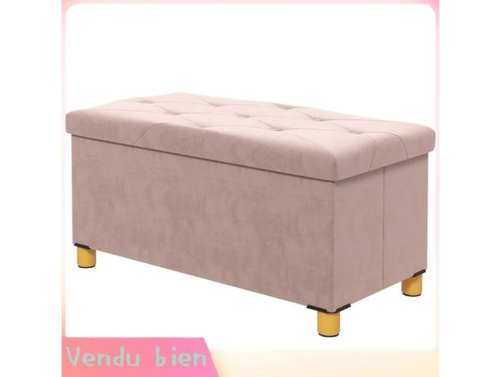 LIA Banc rangement bout lit pliable rose 76x38x38cm