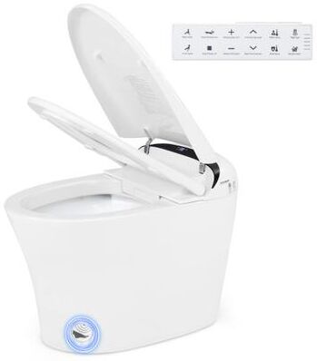 Costway One-Piece Elongated Smart Toilet Bidet 1.28 GPF, Dual-flush