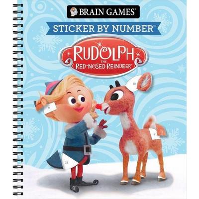 Brain Games - Sticker by Number: Rudolph the Red-Nosed Reindeer Classic Christmas Special Activity & Story Text Gift for Kids, Teens & Adults,