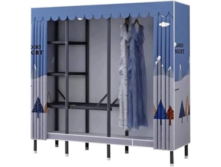 Tragbarer Stahlrahmen-Kleiderschrank, Schlafsaal, Schlafzimmer(A,170cm)