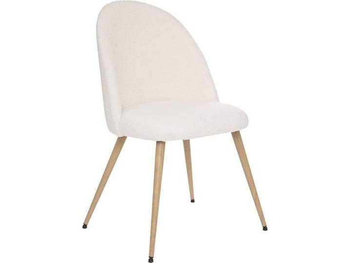 Chaise  Slano  pieds imitation hêtre bouclette blanc - Atmosphera Créateur d'intérieur