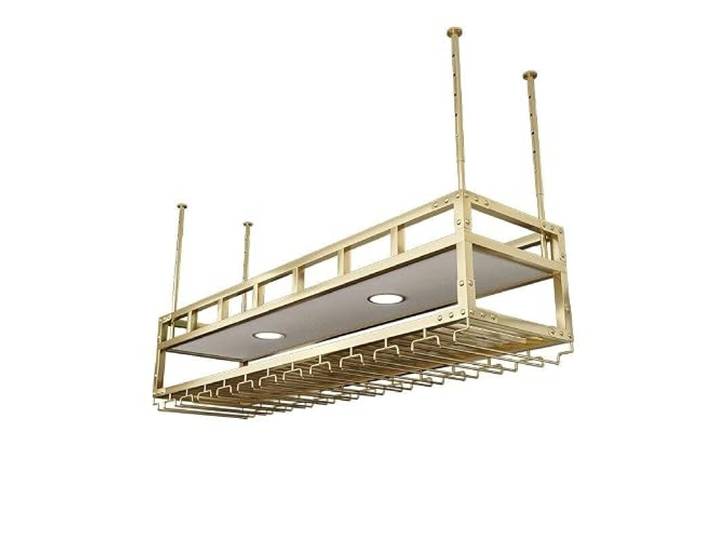 Cenz-888 Weinregal Deckenweinregal for Die Hausbar Aufbewahrungsregal for Weingläser(Gold,XXL)