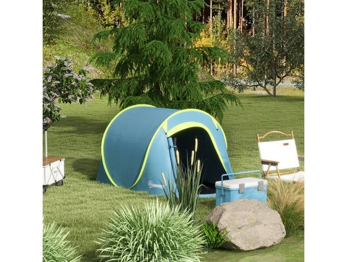 Outsunny Tente Camping 2-3P Étanche Bleu 245x148x105cm