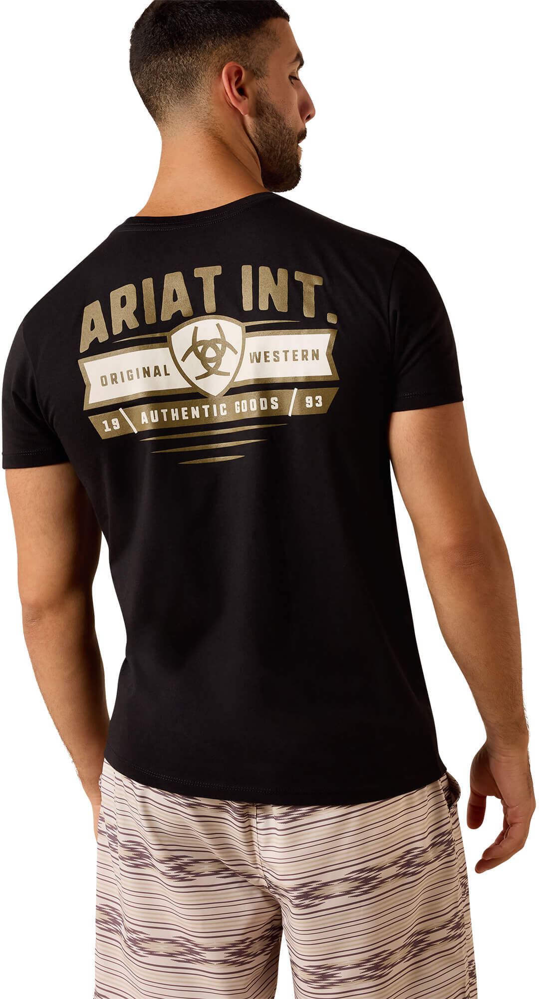 Men's Banner Badge T-Shirt in Black Cotton, Size: Medium by Ariat