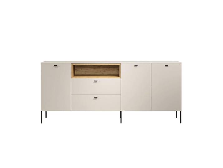 Mid.you Sideboard Sao Paulo WO, Eiche, Kaschmir, Metall, Holzoptik, 2 Fächer, 2 Schublade(n) Schubladen, 197x85x42 cm, stehend, Wohnzimmer, Kommoden & Sideboards, Sideboards