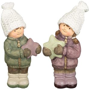 Ideen-mit-Herz Weihnachtsfigur 011367, Winterkinder, Kunststoff, 10 x 15 cm, 2 Stück