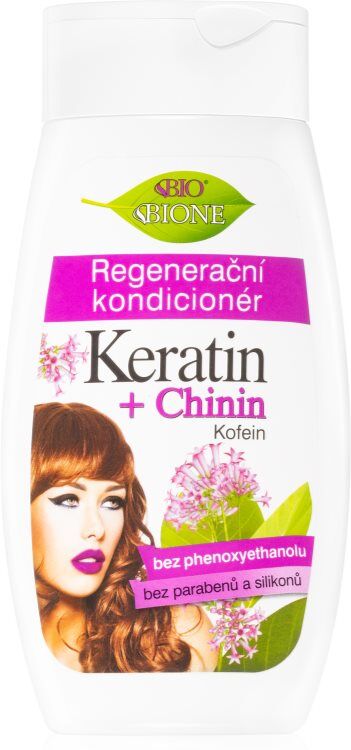 Bione Cosmetics Keratin + Chinin après-shampoing régénérant pour cheveux 260 ml