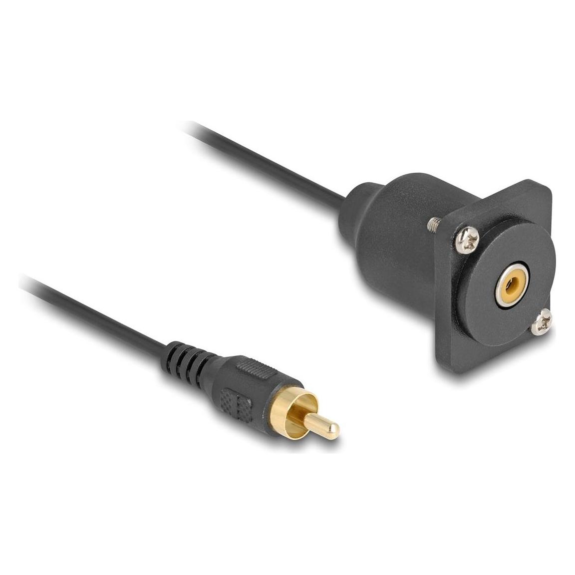 Delock D-Typ Kabel Cinch Stecker zu Buchse schwarz 20 cm (0.20 m, Cinch Kabel) (88152)