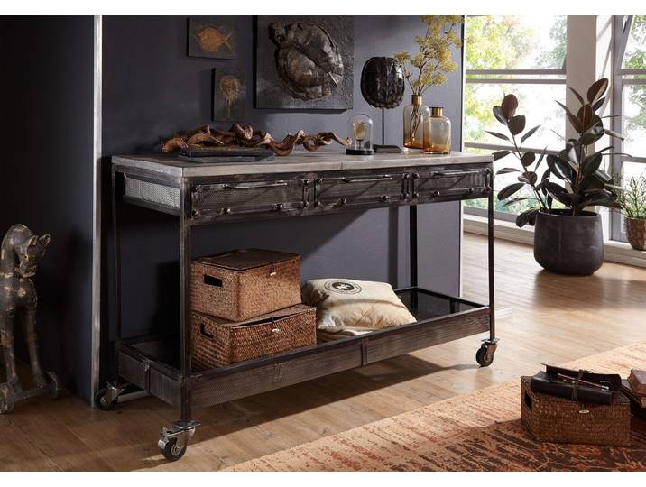 Console 150x45 Manguier laqué Gris HEAVY INDUSTRY #121