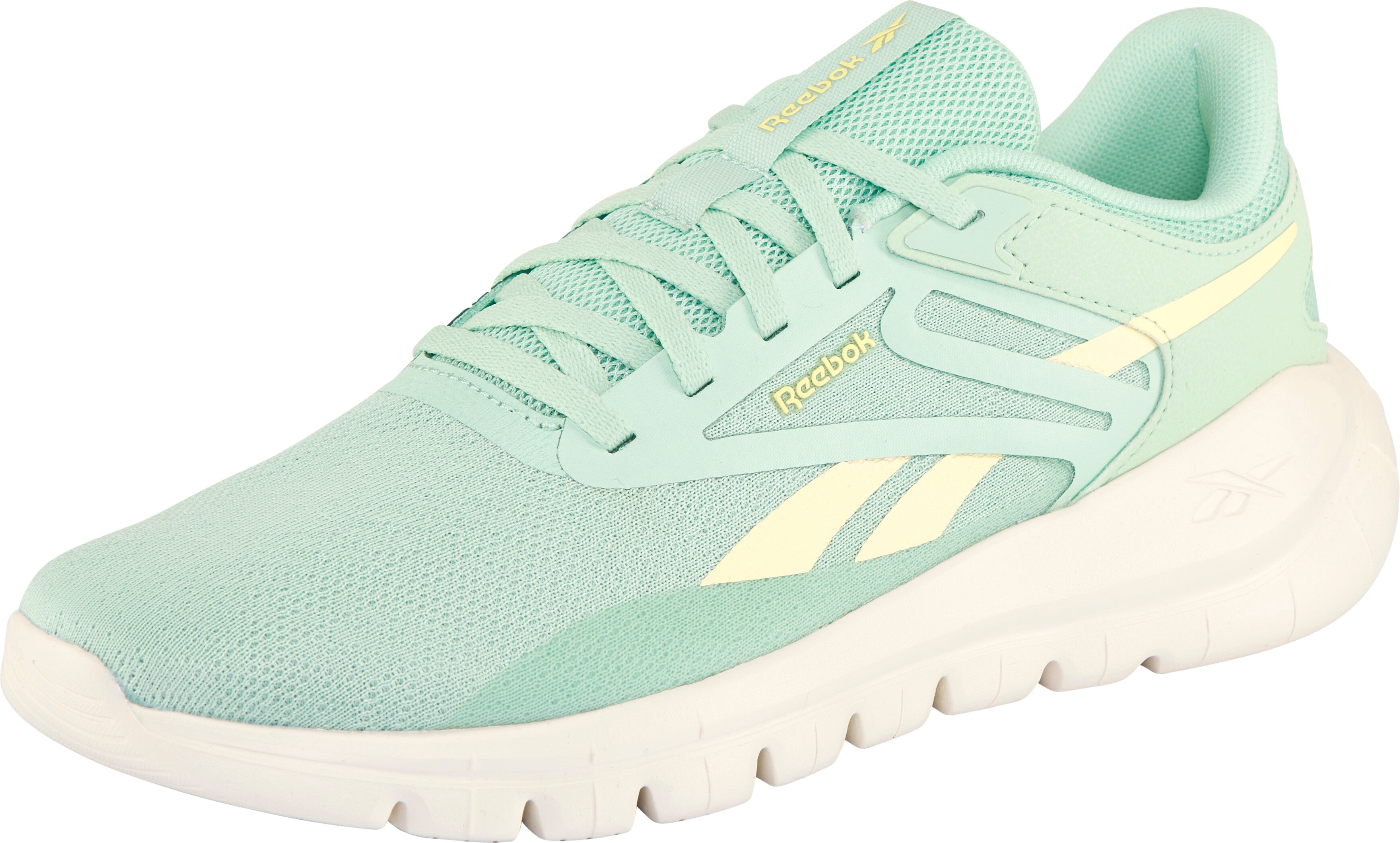 Trainingsschuh REEBOK "SPLIT FLEX", Damen, Gr. 37, grün (glitch aqua, chalk, gelb haze), Synthetik, Textil, Schuhe Trainingsschuh, ideal für Gym und Fitnessstudio glitch aqua, chalk, gelb haze 37