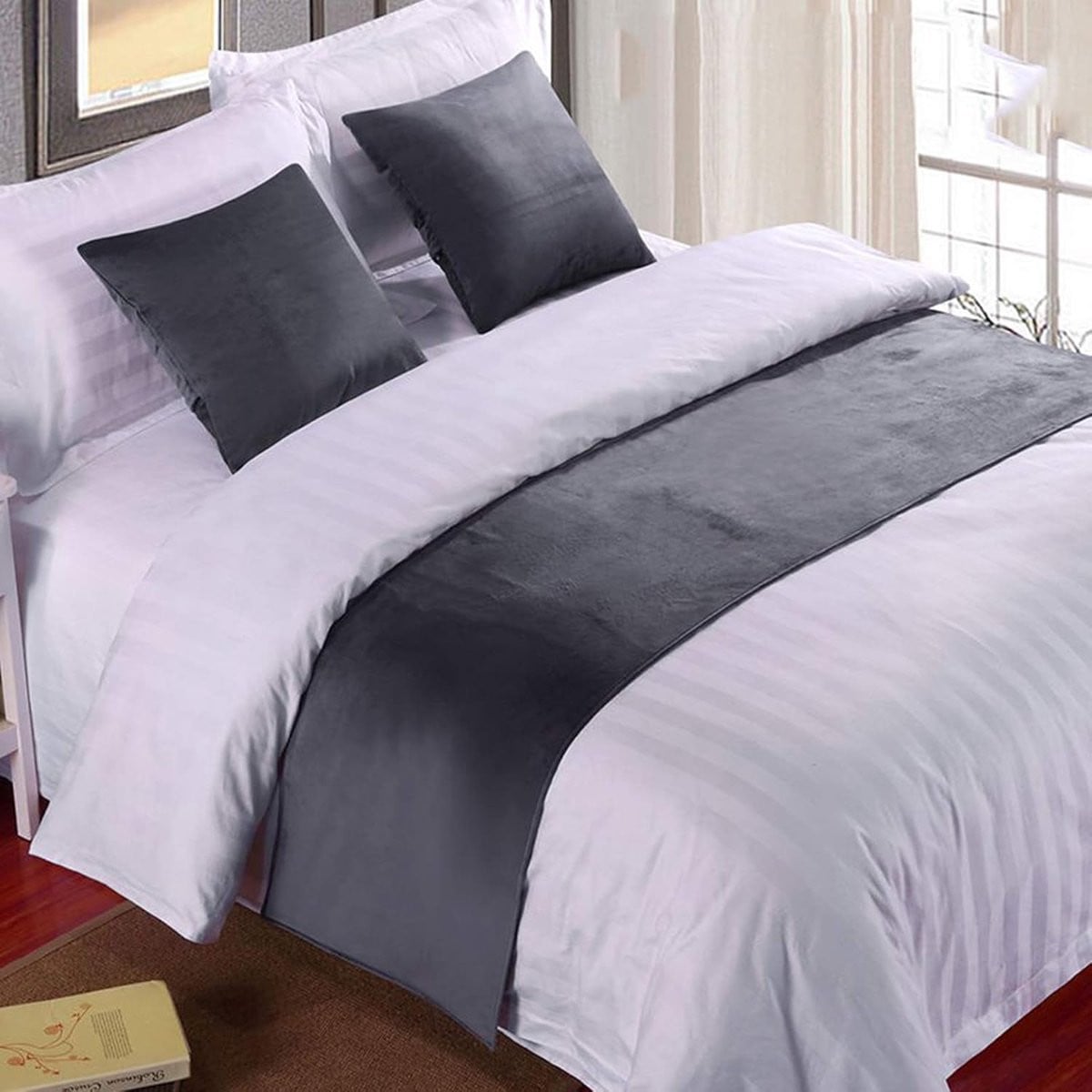 Grijs Bedloper van Duurzaam Polyester voor Slaapkamer Decoratie - 45 x 45 cm