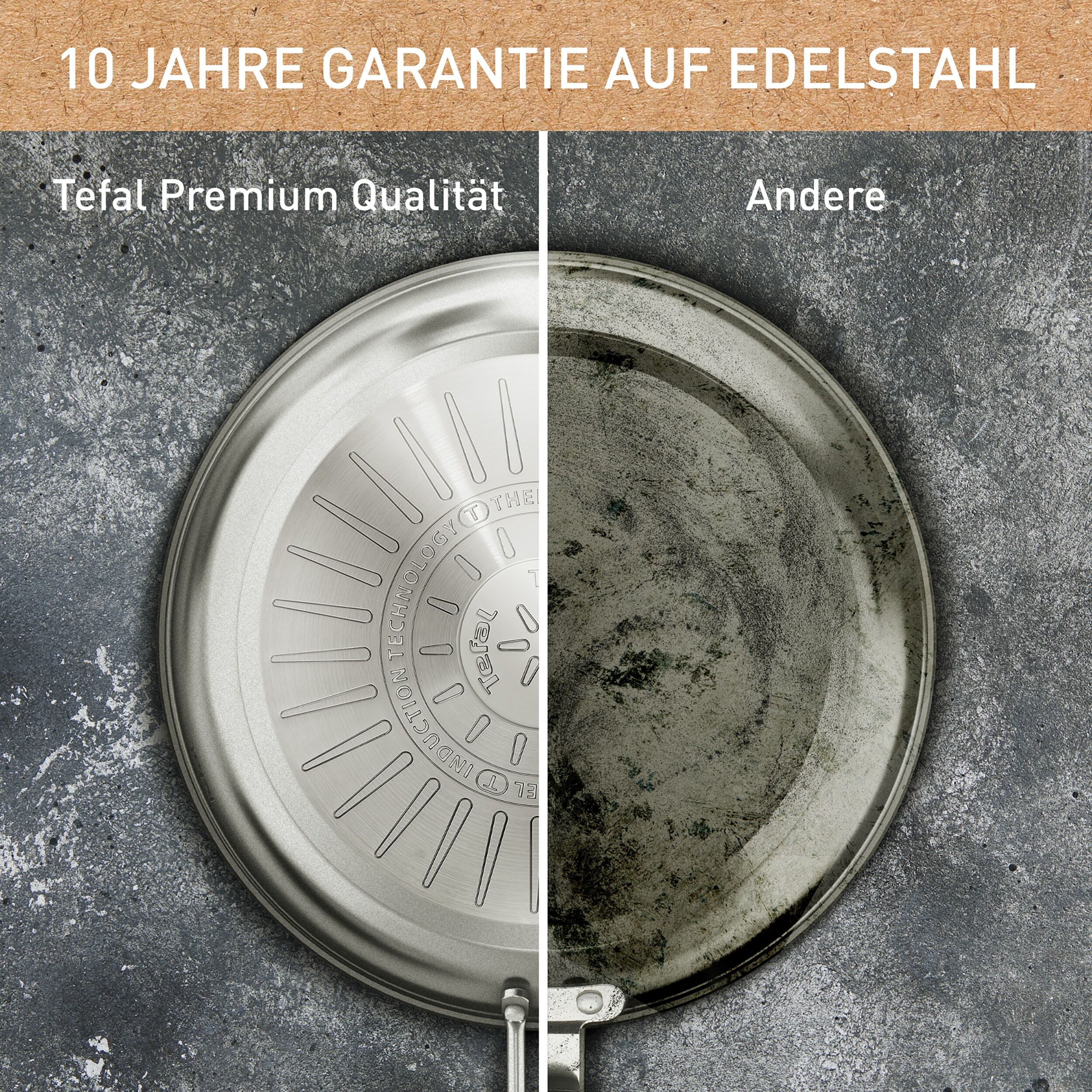 Bratpfanne TEFAL "Nordica, beschichtete Pfanne Induktion, Thermo-Signal-Technologie", grau (edelstahl), B:25,4cm H:8,5cm L:45,6cm Ø:24cm, Pfannen, Bratpfanne, minimalistisches Design, robuster Griff, geeignet für alle Herdarten