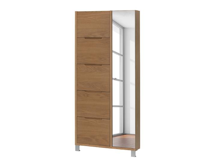 Furnierter Schuhschrank MiPuro 84 x 185 x 17cm Spiegeltür rechts Beige/Eiche