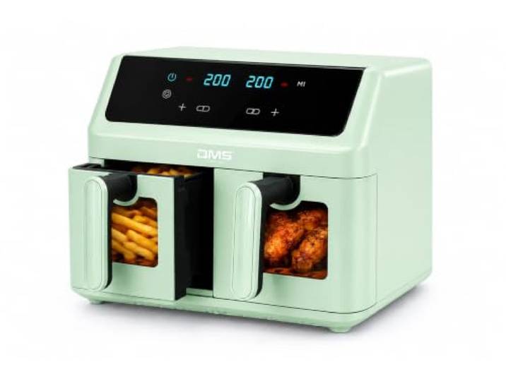 DMS® Doppelkammer Heißluftfritteuse 9L 2000W Air Fryer, Digitales Touch-Display, Dual Zone, 8 Automatikprogramme, 65–200°C