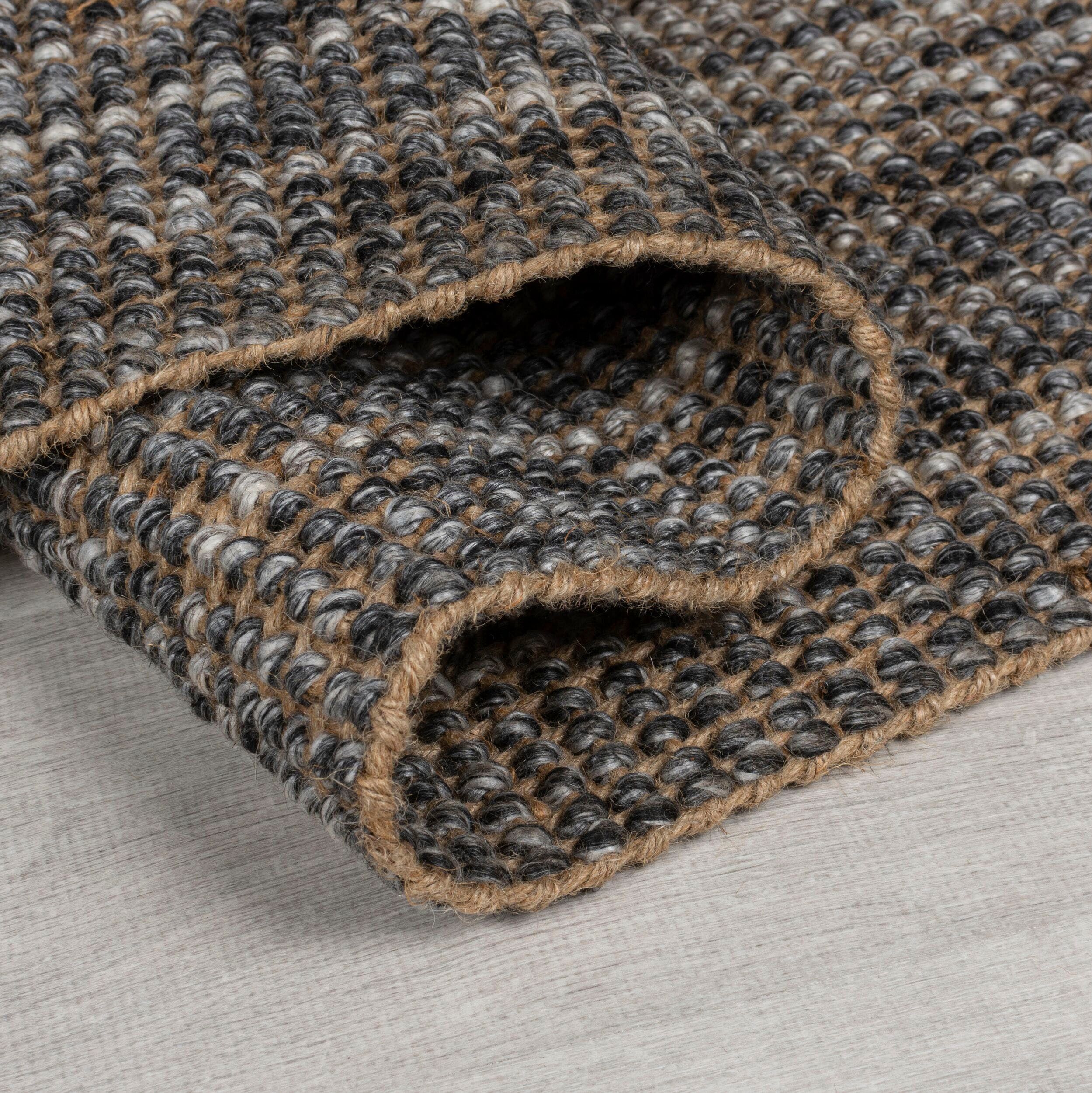 Läufer FLAIR RUGS "Jute Ombre", grau, B:60cm H:8mm L:230cm, Jute, Kunstfaser, Wolle, Teppiche, Läufer