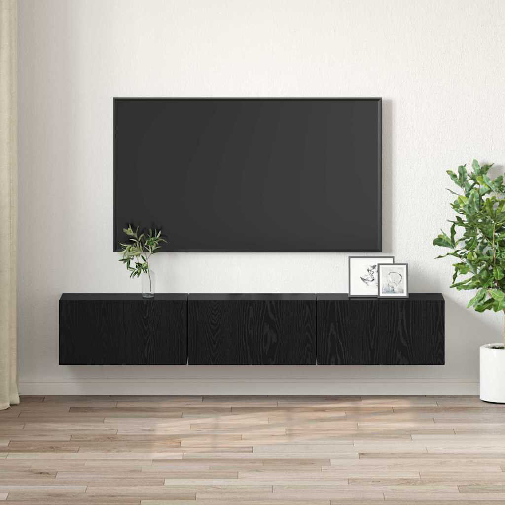 Metro TV Cabinet 3 Pcs 60 X 30 X 30 Cm Engineered Wood Black 70"