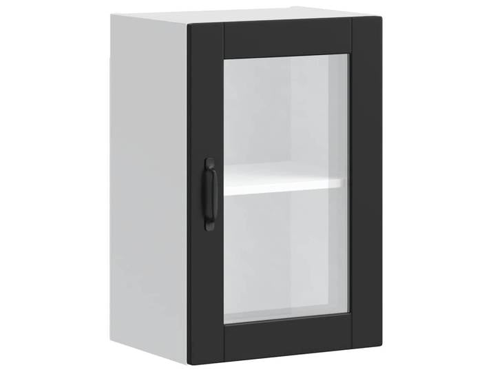 Armoire de cuisine suspendue avec porte vitrée Porto Noir
