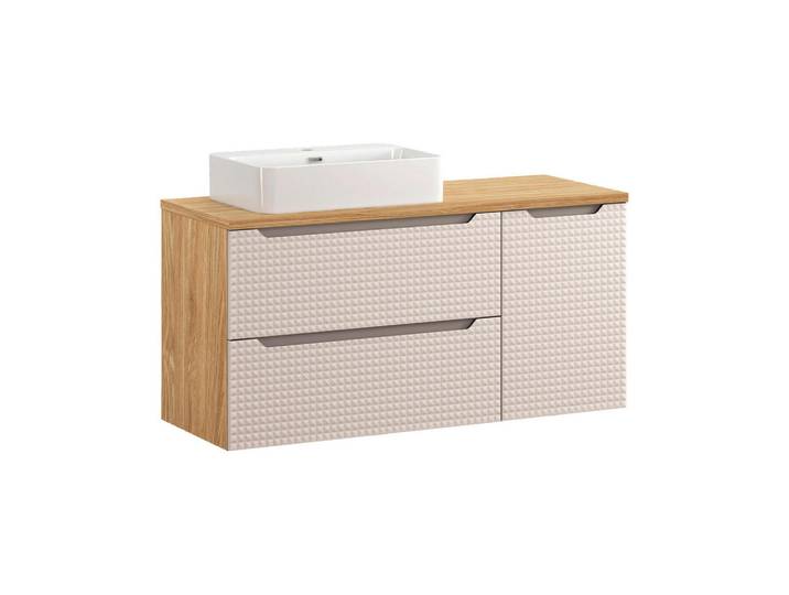 Petits-meubles Waschtisch 120cm Mallory Beige und Holz, Holzwerkstoff, 120x59.5x46 cm, Badezimmer, Waschbecken & Armaturen, Waschtische